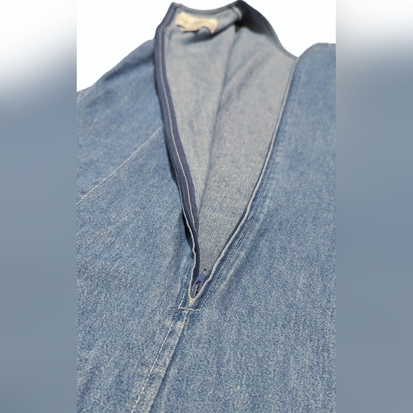 Giorgio Sant'Angelo Women's 10 Petite Medium Blue Denim Zip Up Midi Dress - Picture 5 of 8